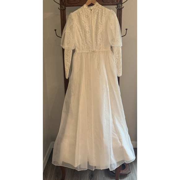 VTG Lorrie Deb San Francisco Wedding Dress Womens 11/12 Victorian Lace USA Read - Picture 4 of 14